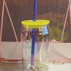 Yellow and Purple Party Tumbler with Straw